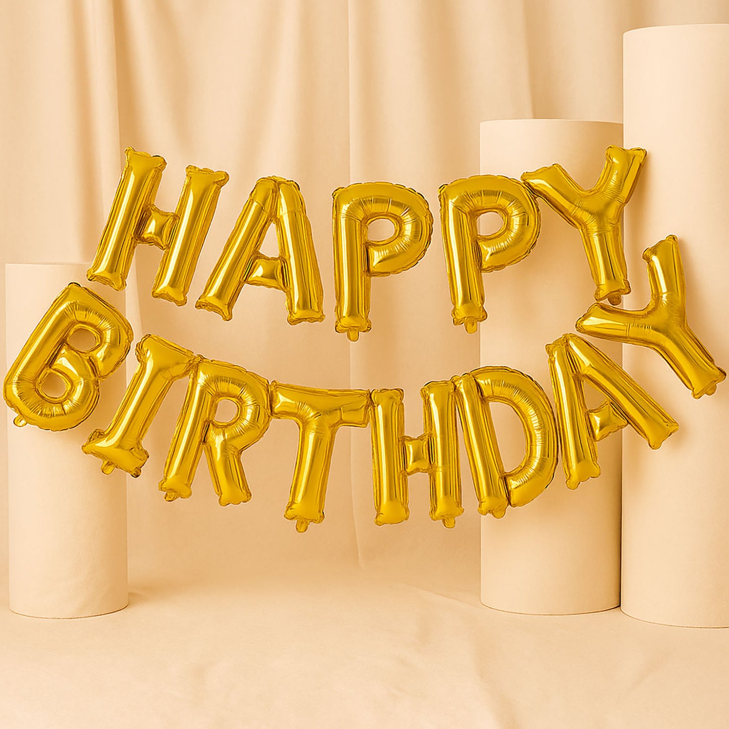 Air-Filled Golden Letter Foil Birthday Balloons