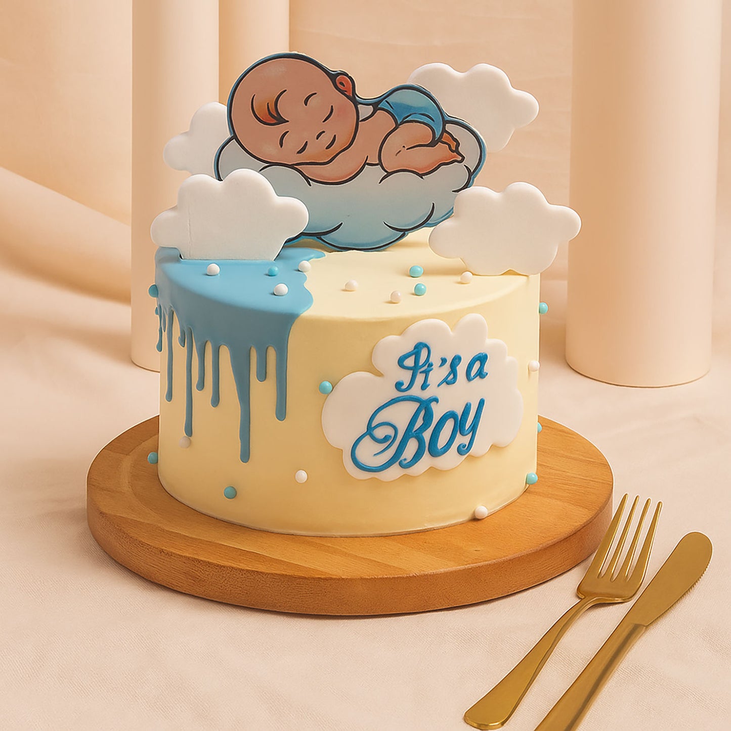 Sleeping Baby Designer Blue Cake