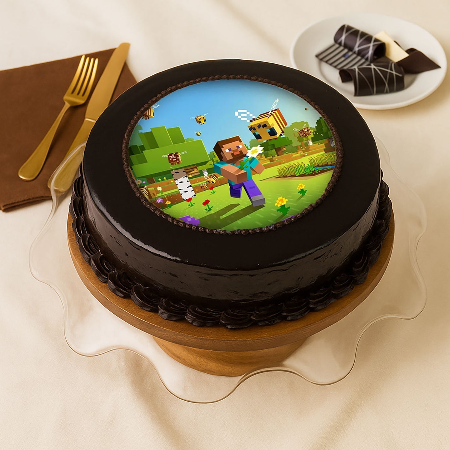 Minecraft Cake Chocolate Cream