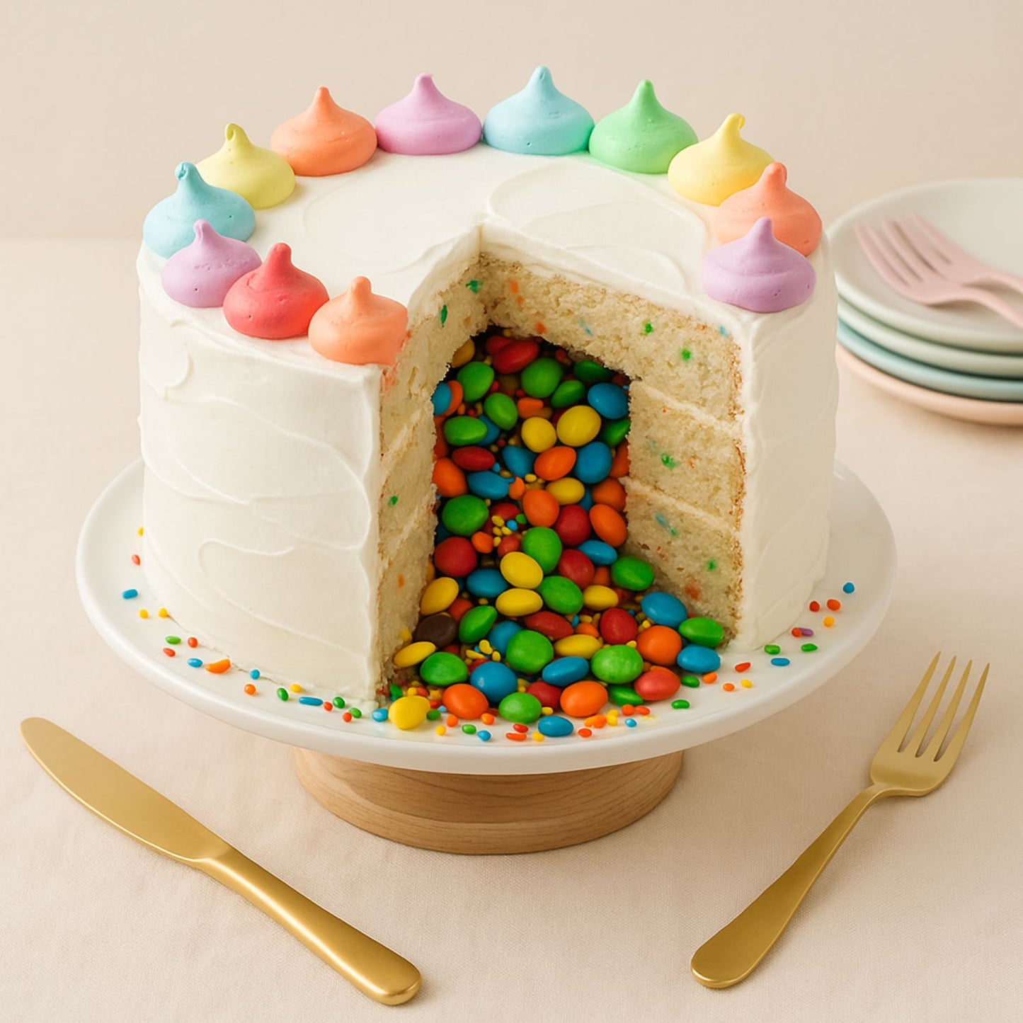 Rainbow Chocolate Filled Cake