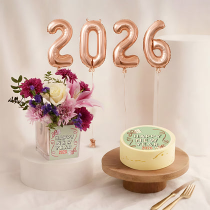 Happy New Year Flower Vase