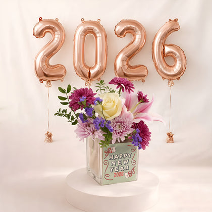 Happy New Year Flower Vase