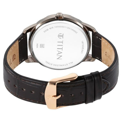 Titan Analog White Men's Watch with Brown Strap