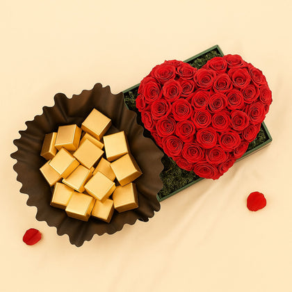 The Spray Rose Heart n Chocolate Tray