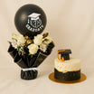 Grads Gift Elegant White Rose Bouquet n Cake