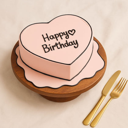 Heart-shaped Pink Birthday Cake
