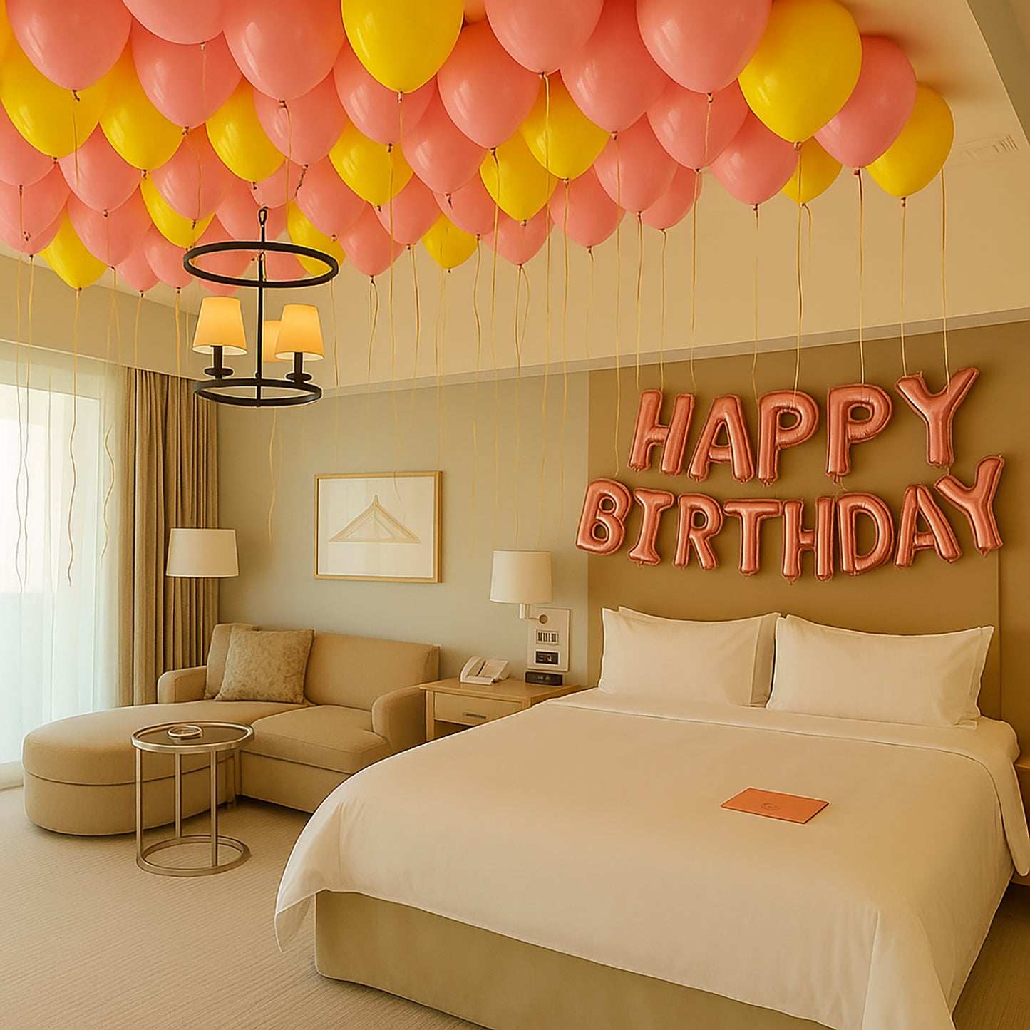 Birthday Decoration Pink and Yellow Balloons