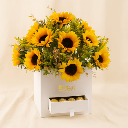 Sunflower Box with Ferrero Rocher Chocolates