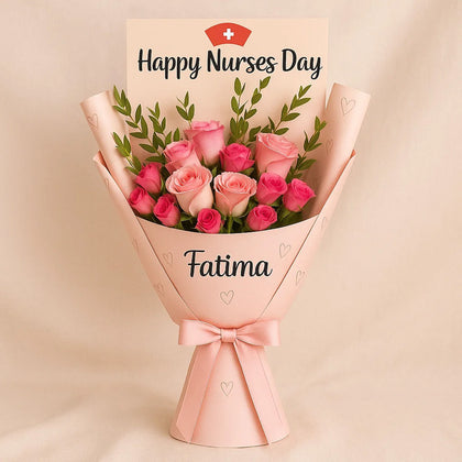 Name Customized Nurse Day Rose Bouquet 