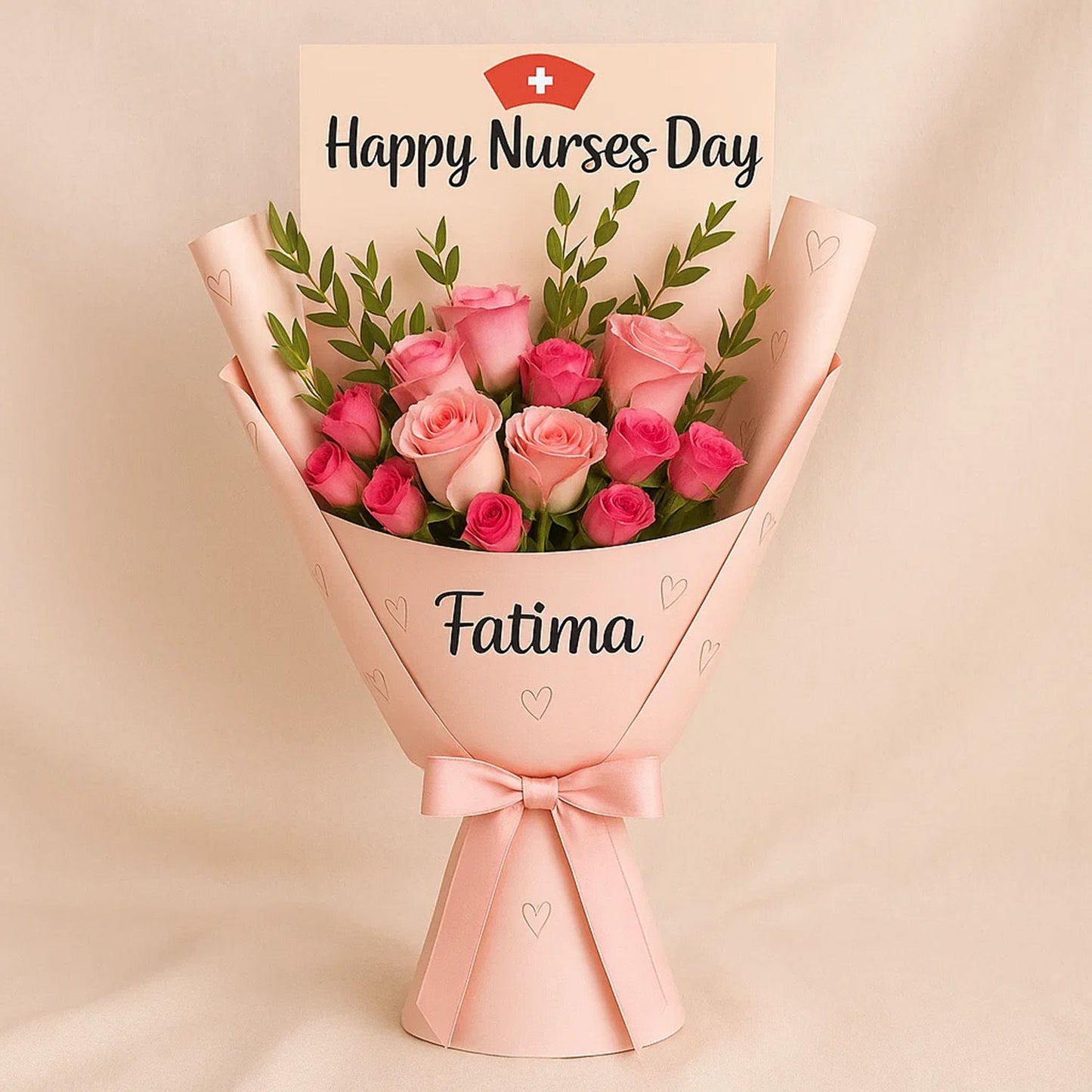 Name Customized Nurse Day Rose Bouquet 