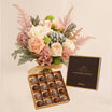 Pastel Petals Flower Bouquet With Chocolate Box