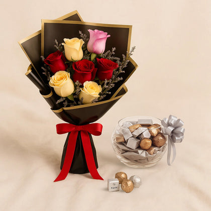 Mixed Roses Flower Bouquet With Patchi 