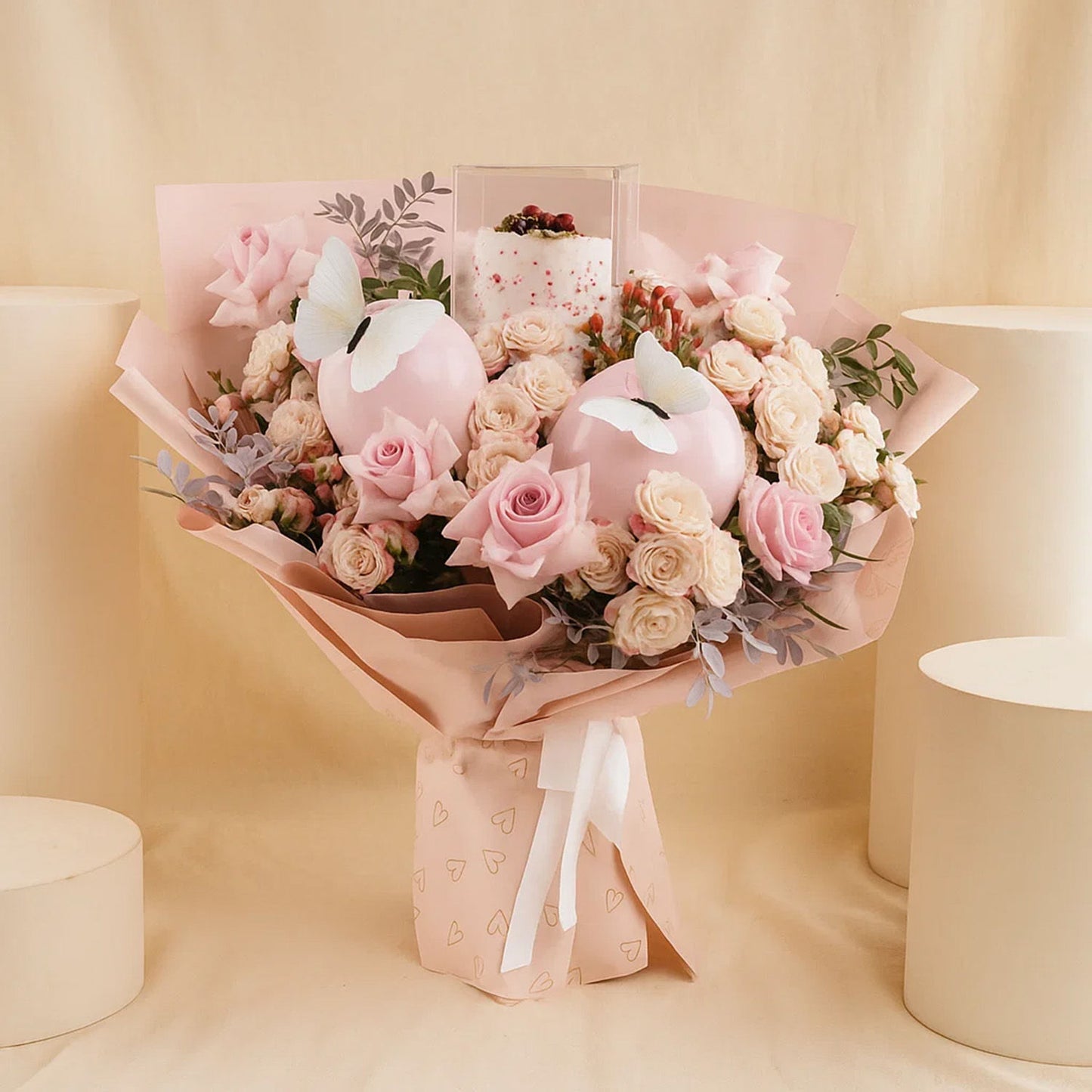 Sweet Surprise Balloons n Cake Bouquet