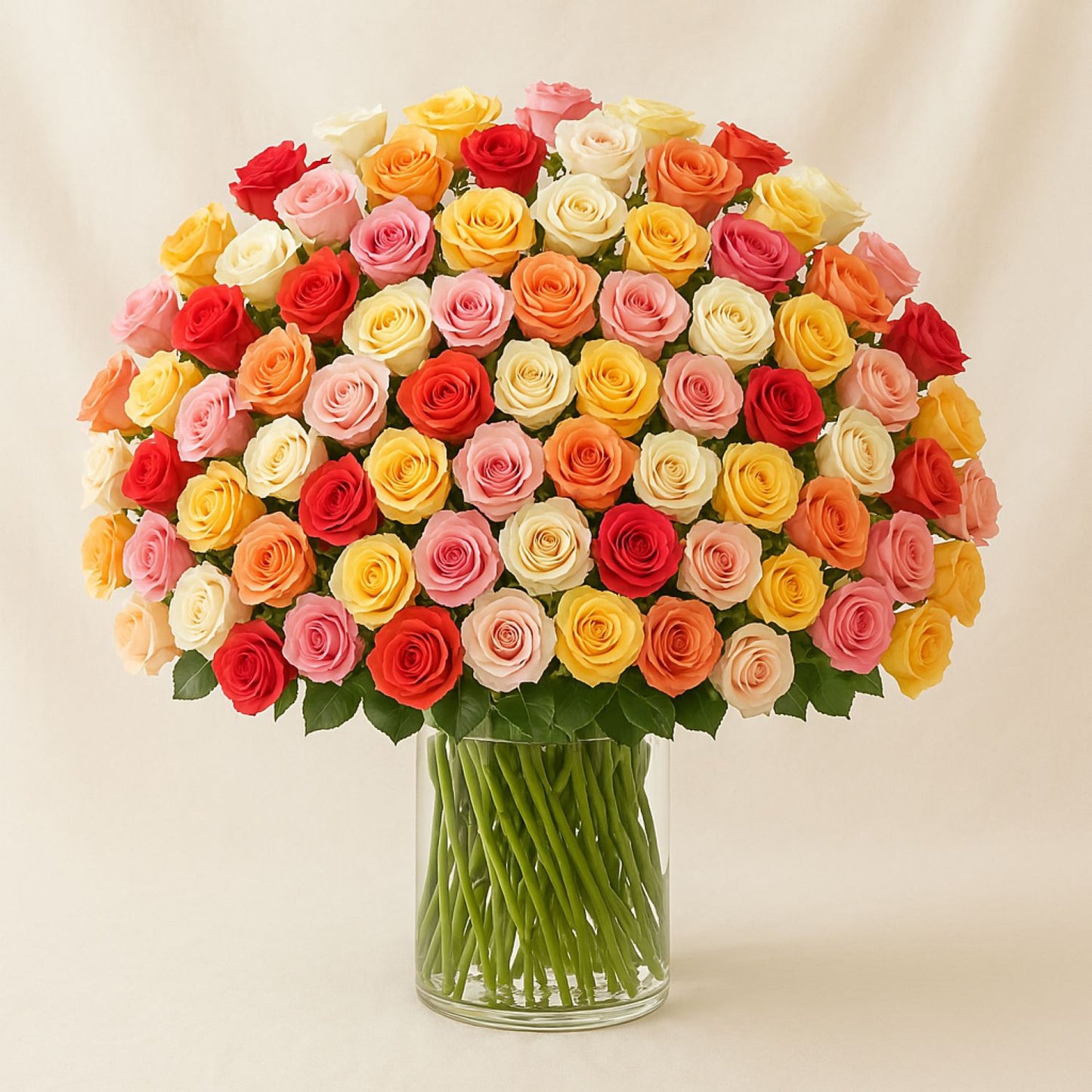 Amazing 100 Roses Glass Vase