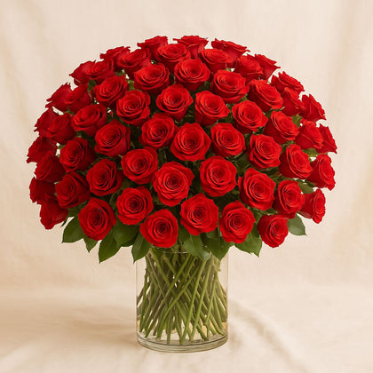 Amazing 100 Roses Glass Vase