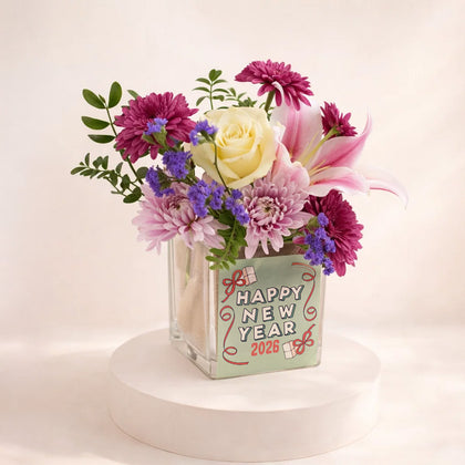 Happy New Year Flower Vase