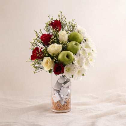 Green Apple with Chocolate Flower Vase