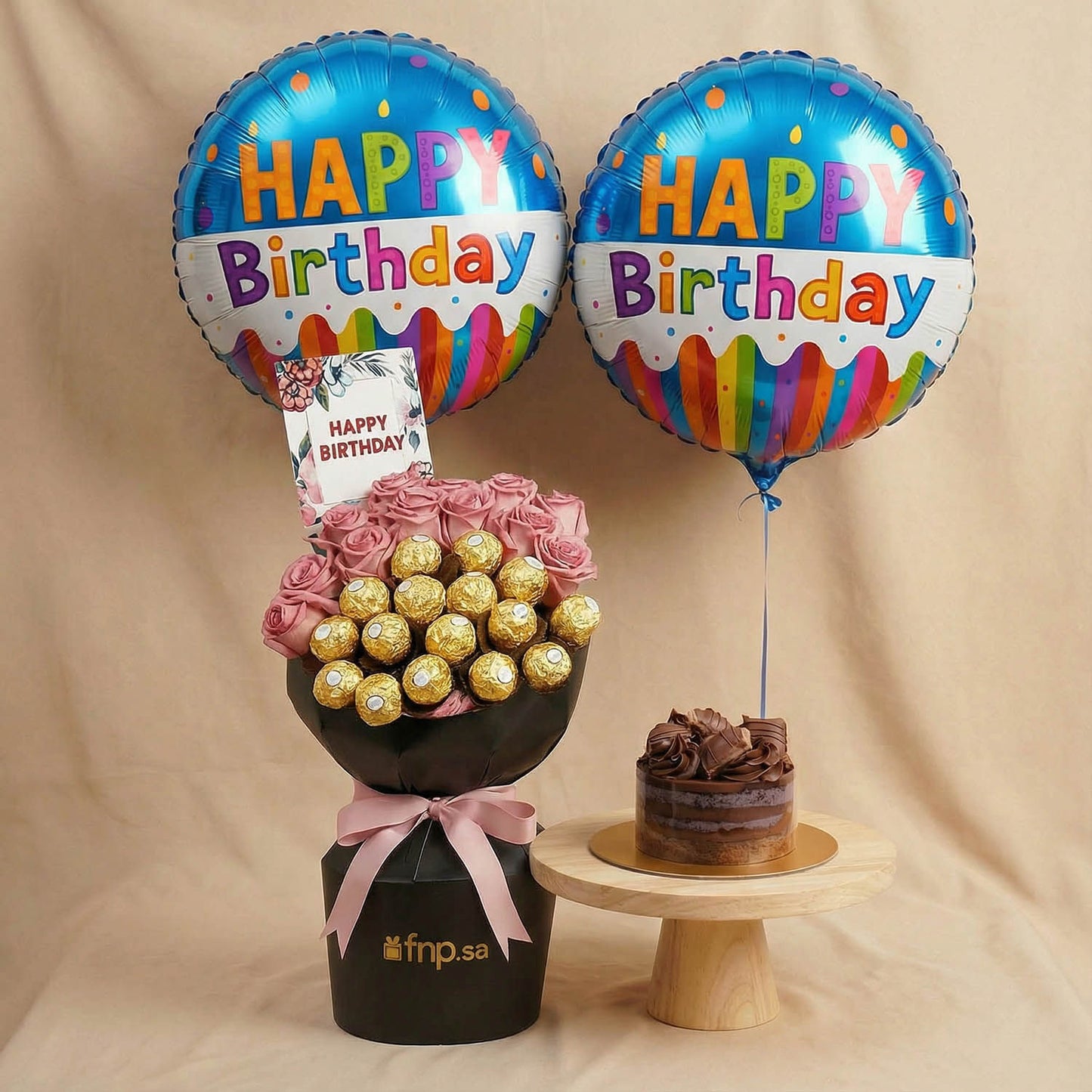  Purple Roses & Chocolate Birthday Bouquet
