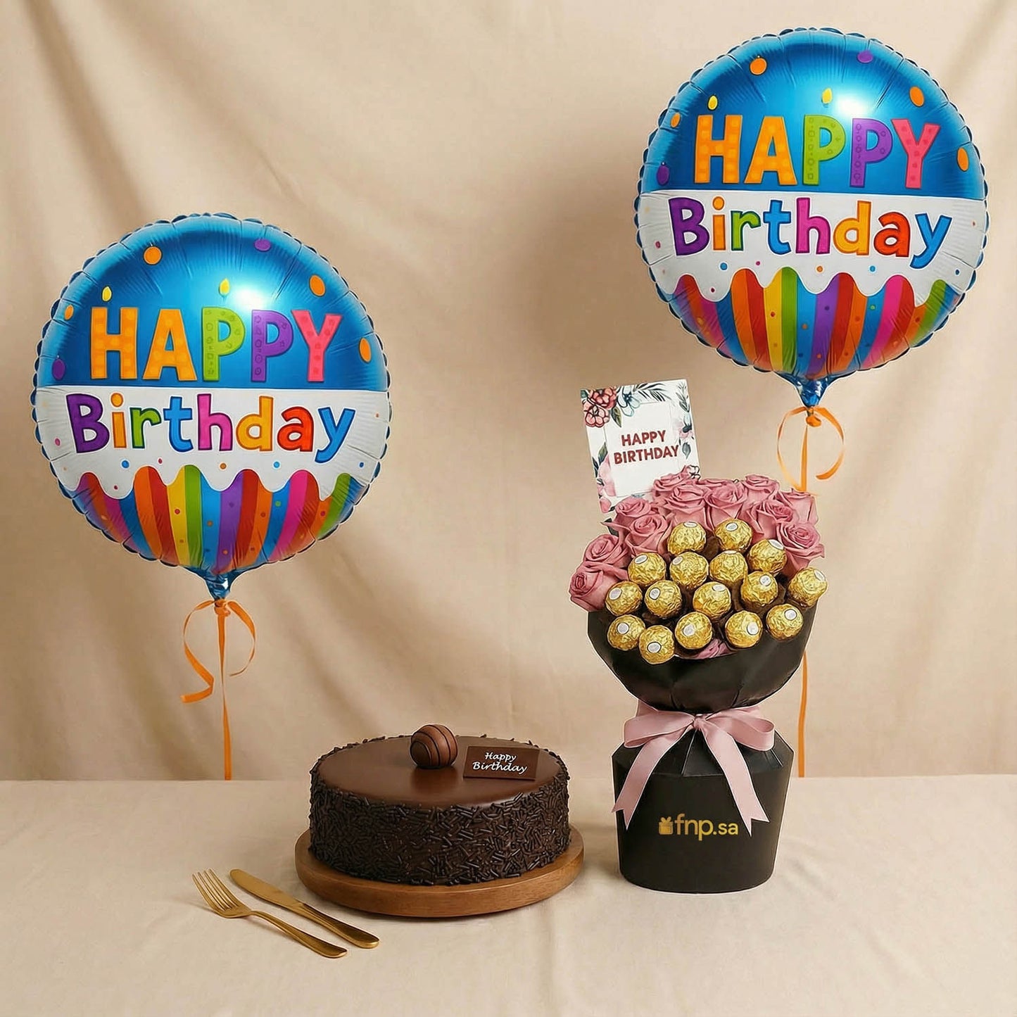  Purple Roses & Chocolate Birthday Bouquet