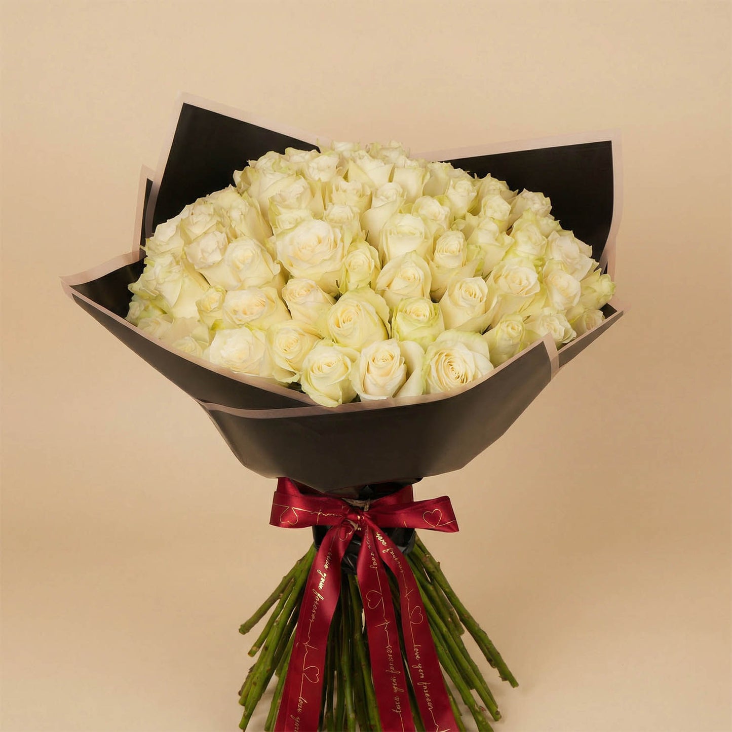 75 White Roses Flower Bouquet Pure Affection