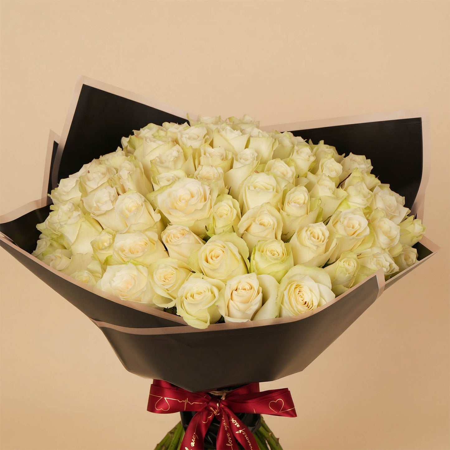75 White Roses Flower Bouquet Pure Affection