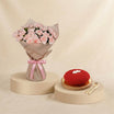Valentine Cake with Pink Carnation Bouquet 