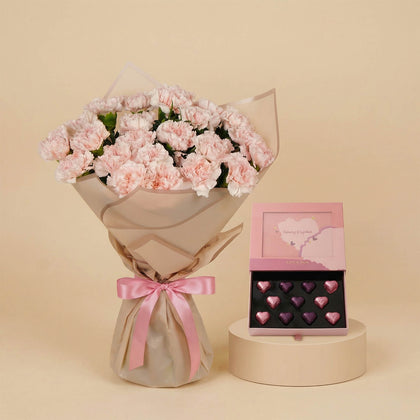 24 Pink Carnation Flower Bouquet