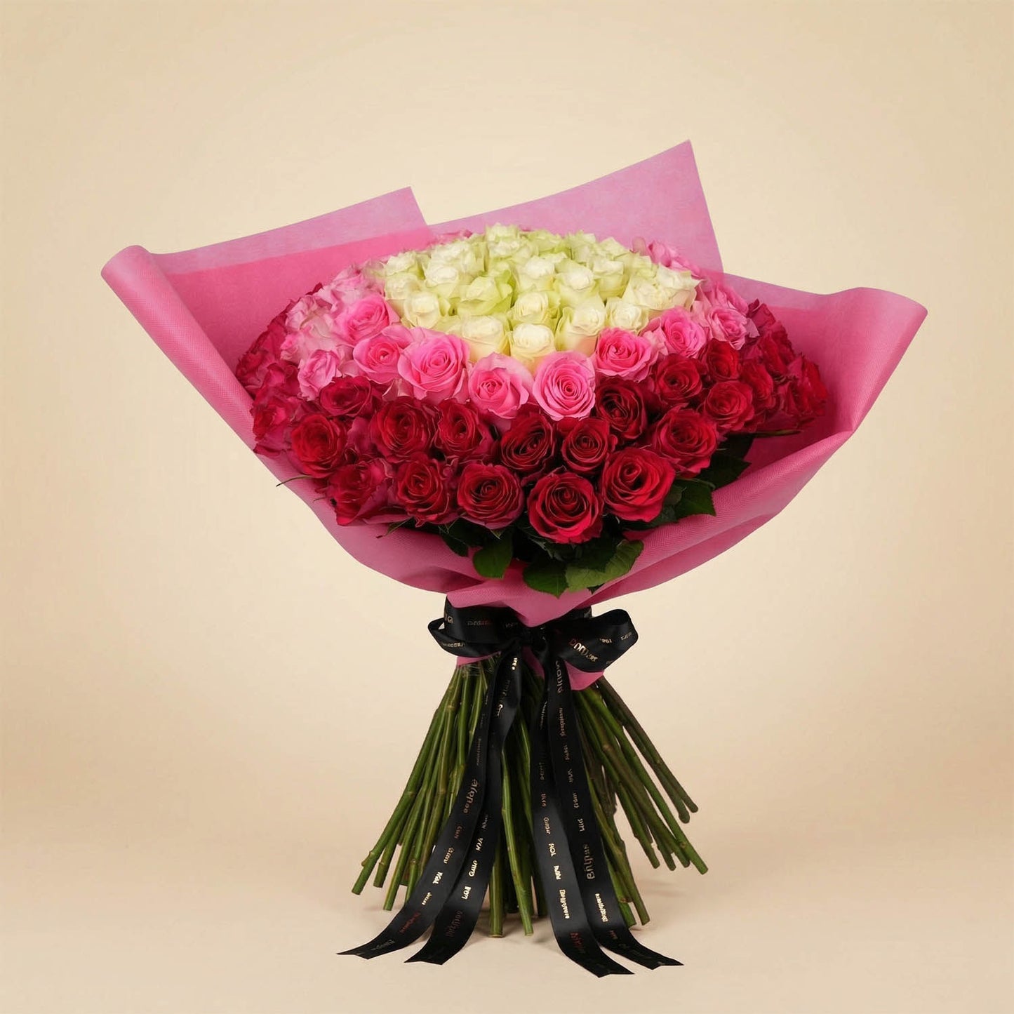 100 Pink & White Roses Orbit of Emotions Bouquet