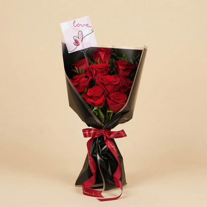 Love Tag Valentine Red Rose Flower Bouquet