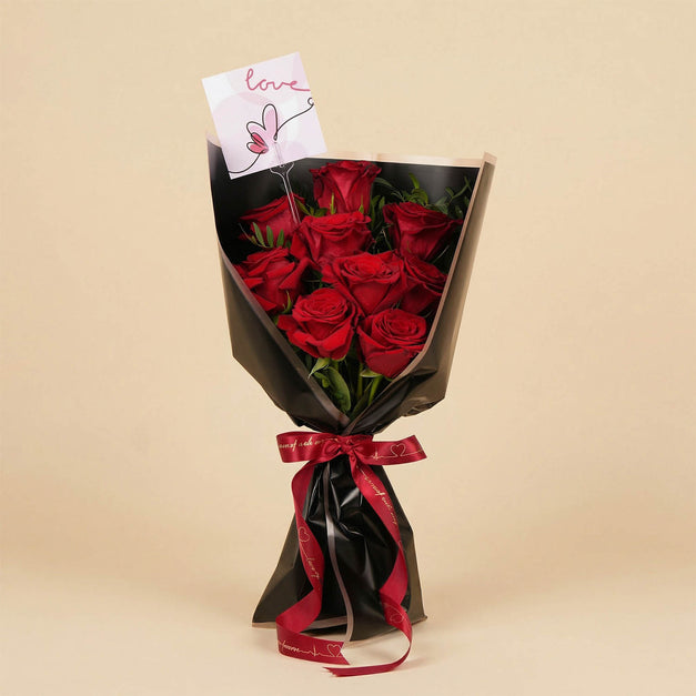 Love Tag Valentine Red Rose Flower Bouquet