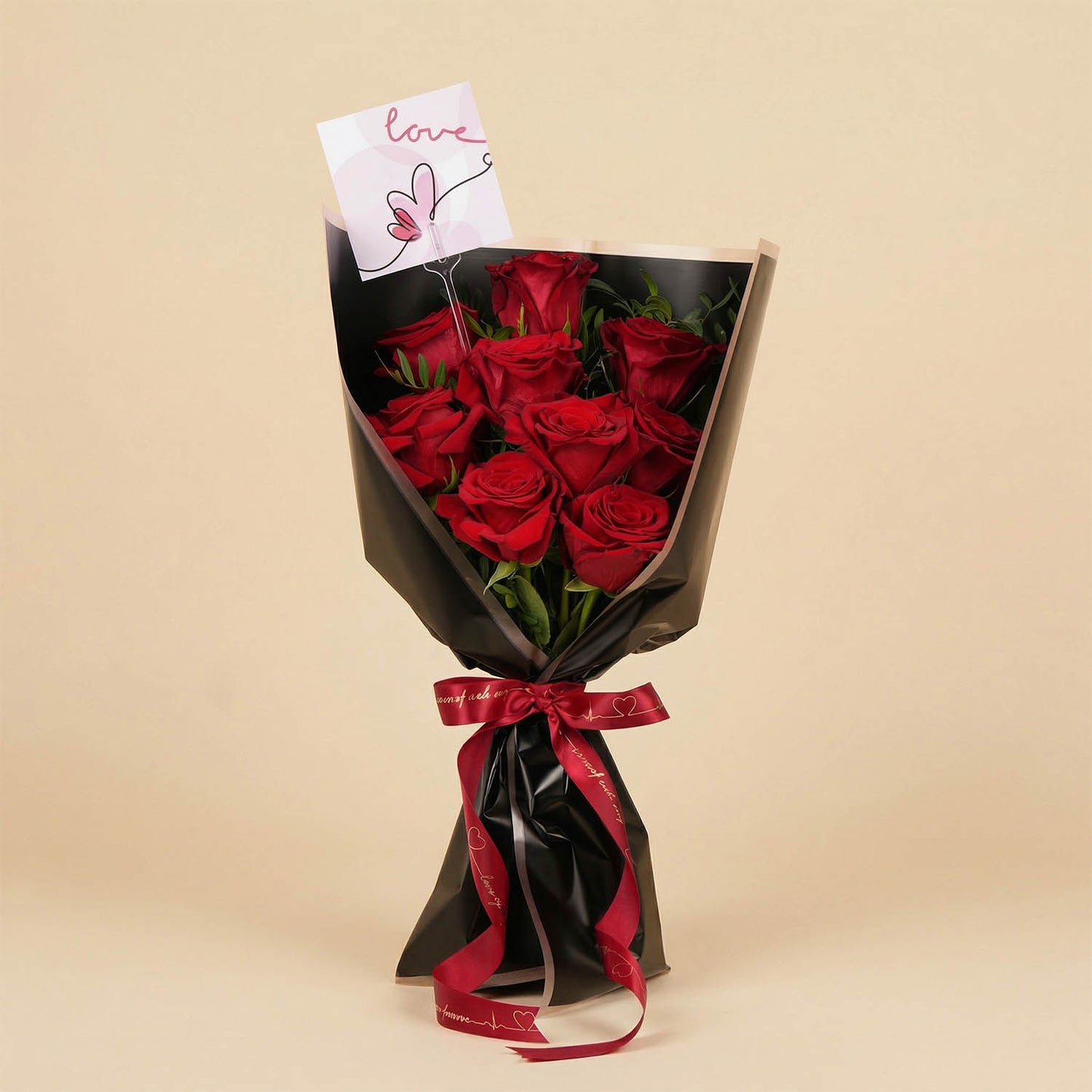 Love Tag Valentine Red Rose Flower Bouquet