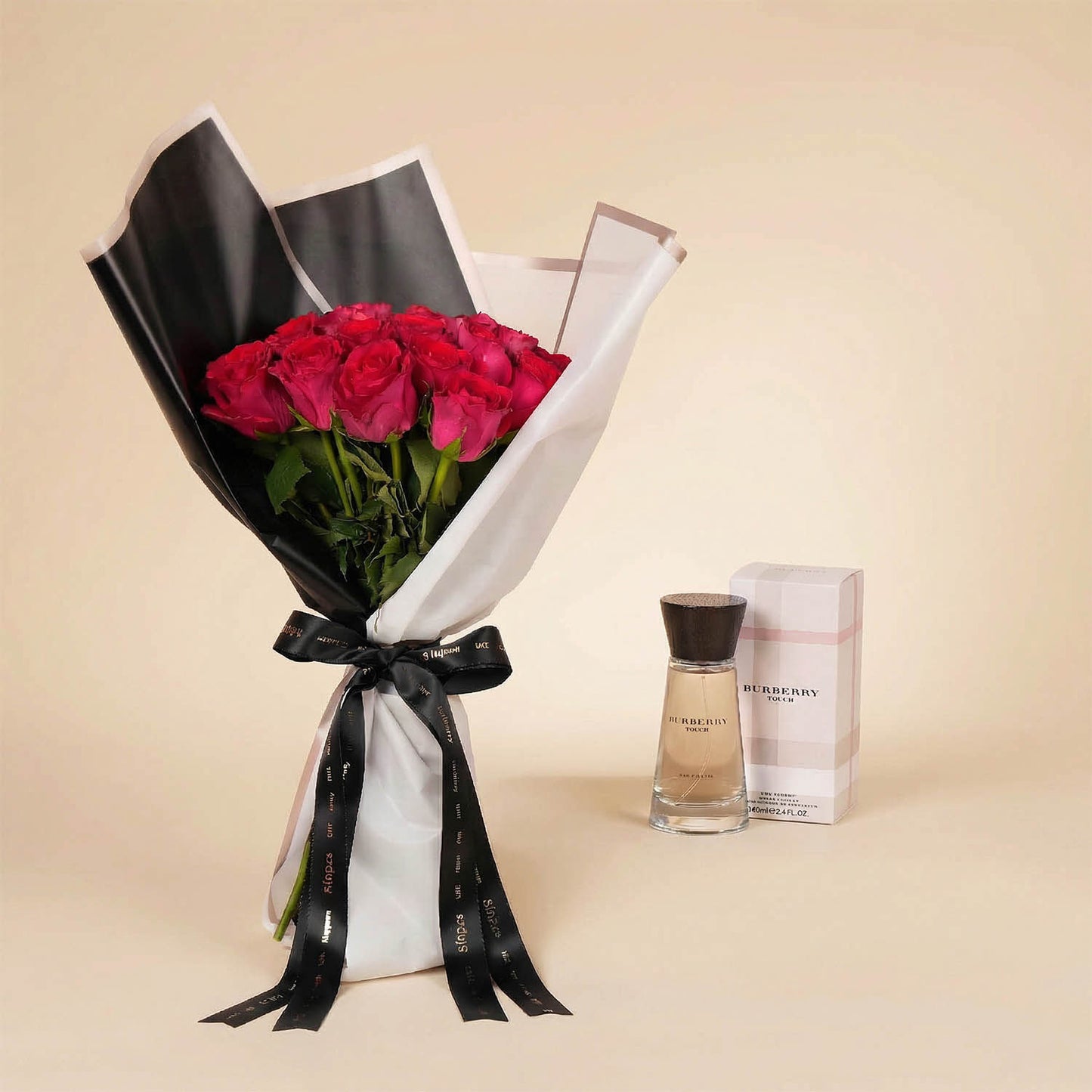 Dark Pink Flower Bouquet n Burberry London Perfume For Her