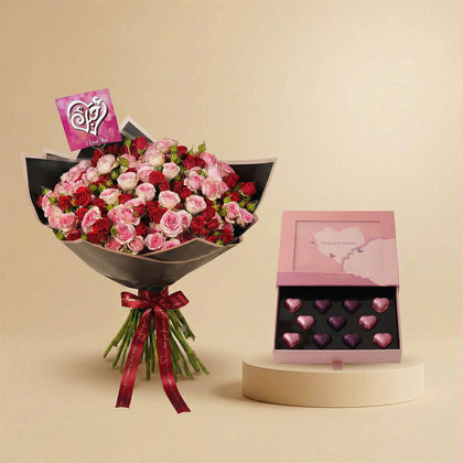 Valentine Rose Bouquet n Chocolate Hearts
