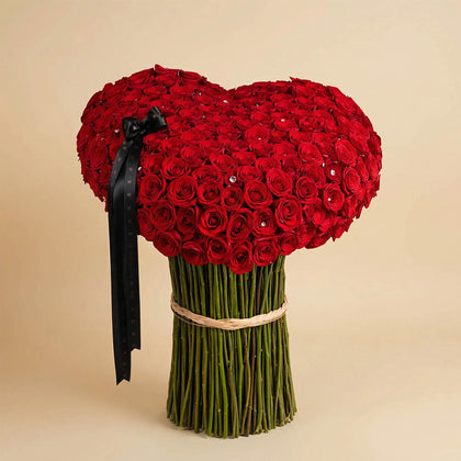 My Heart Is Yours - Red Roses Heart Bouquet