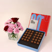 Valentine Mile Chocolate with Red Rose & Carnation Vase