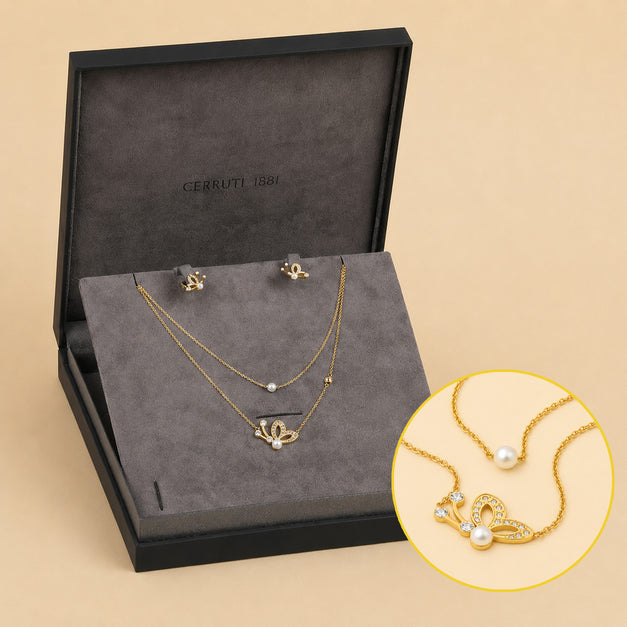 Cerruti 1881 Gold Plated Jewelry Set for Her n Roses 