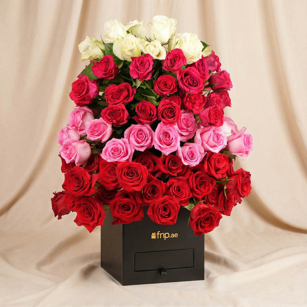 Colors of Valentine Flower Box - 125 Roses