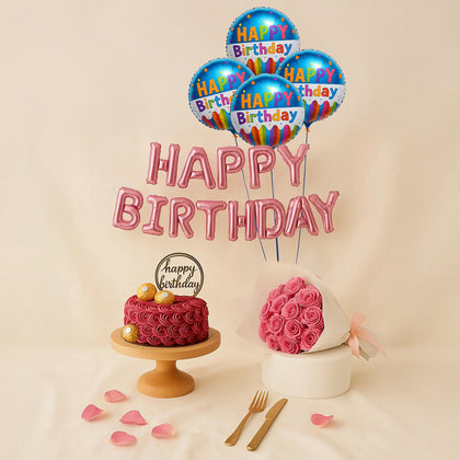 Birthday Party Set Flowers n Cake
