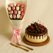 Black Forest Cake n Delicate Roses Flower Bouquet