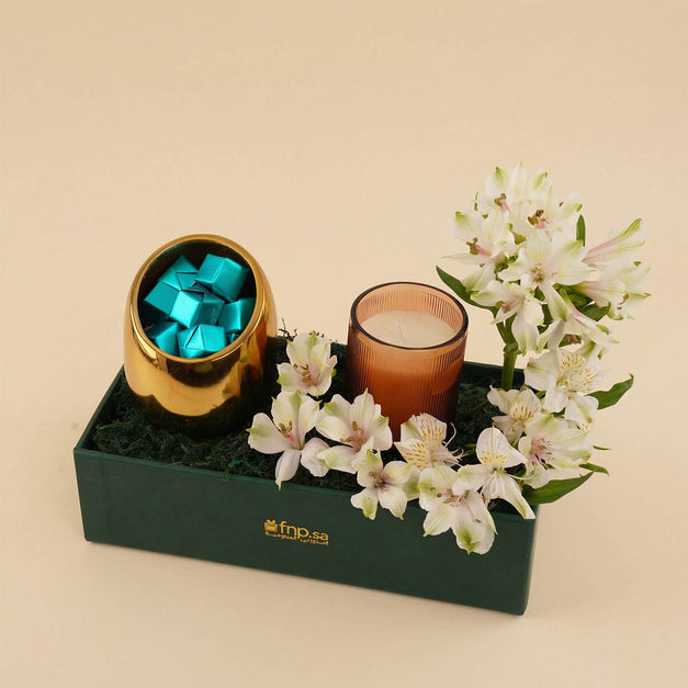 Alstroemeria Box with Chocolate n Scented Candle