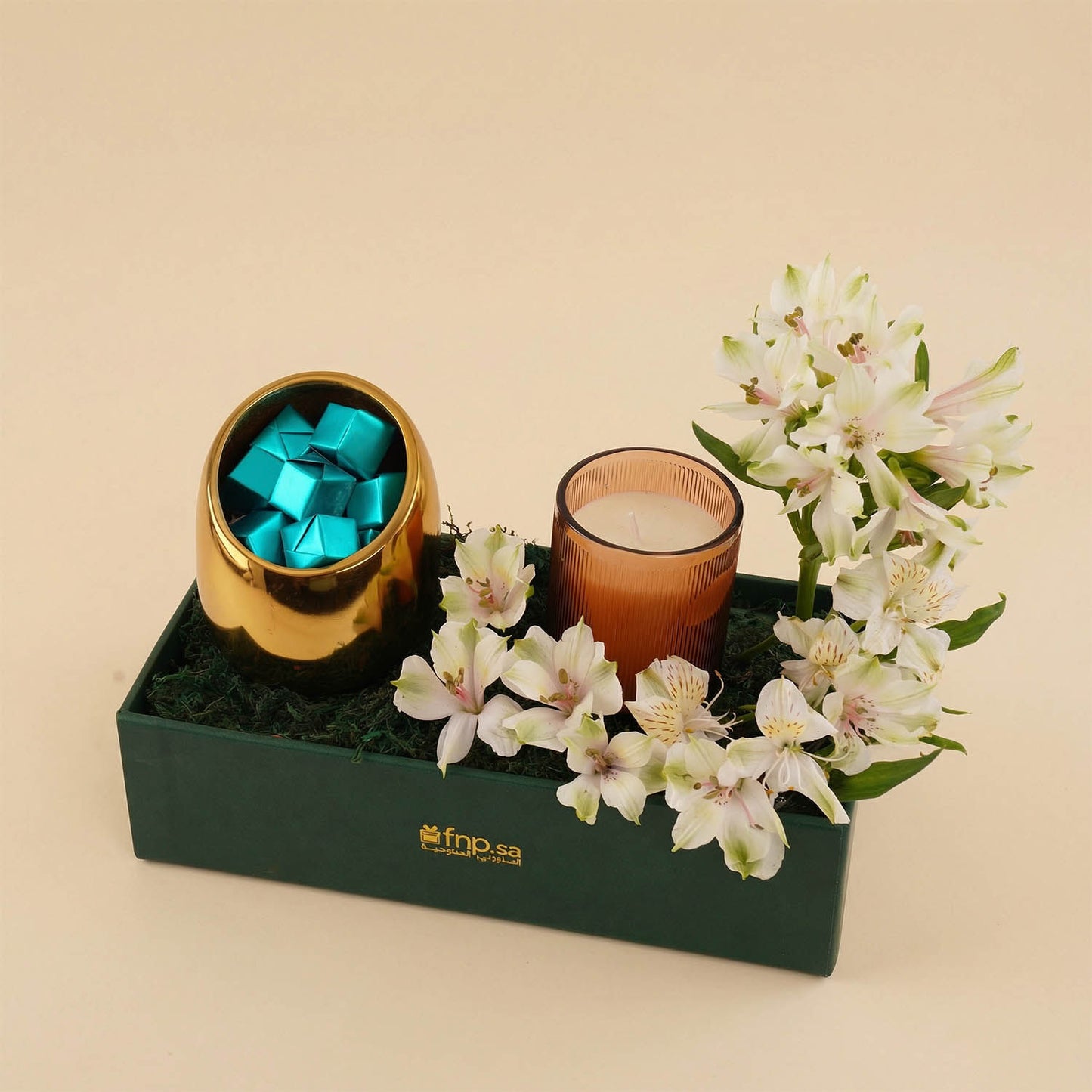 Alstroemeria Box with Chocolate n Scented Candle