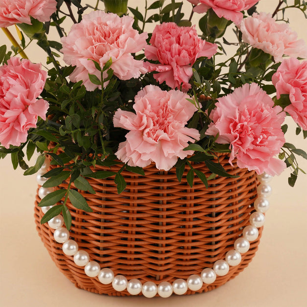  Pink Carnation Pearl Basket