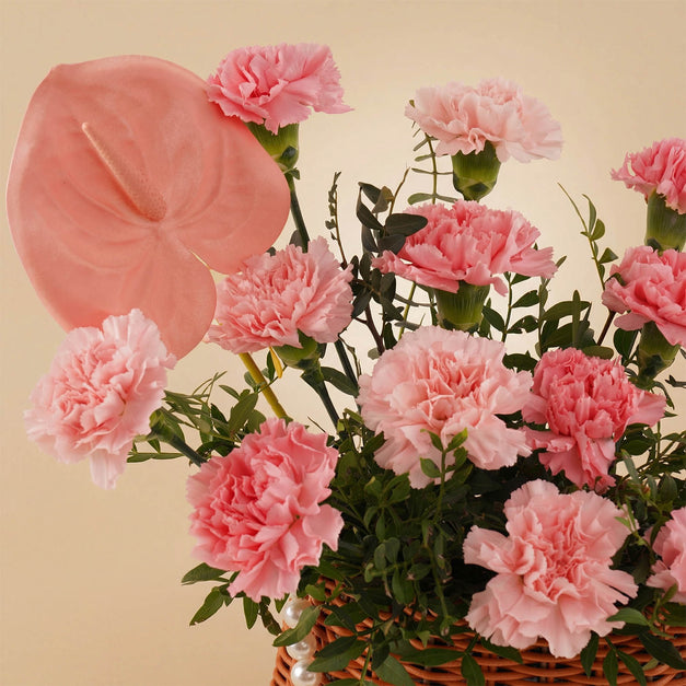  Pink Carnation Pearl Basket