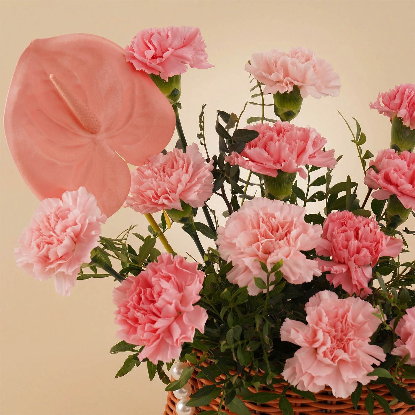  Pink Carnation Pearl Basket