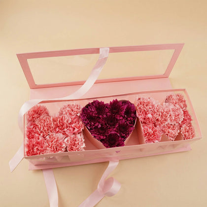 Chrysanthemum & Carnation Mom Heart Box