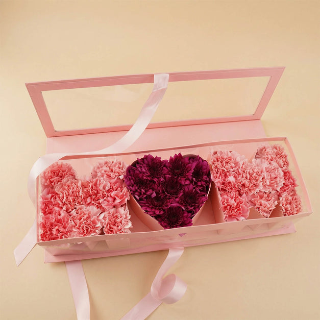 Chrysanthemum & Carnation Mom Heart Box