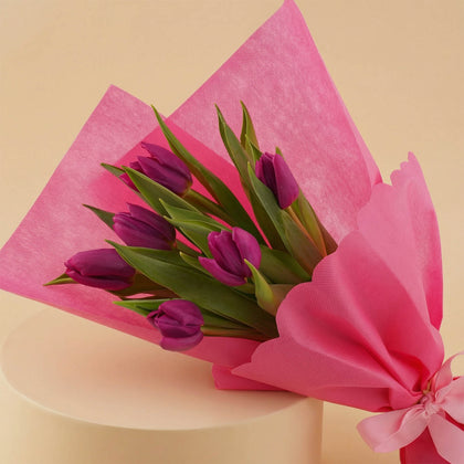 Purple Tulip Bouquet For Mom