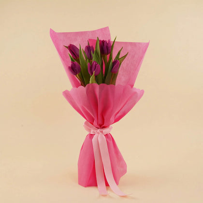Purple Tulip Bouquet For Mom