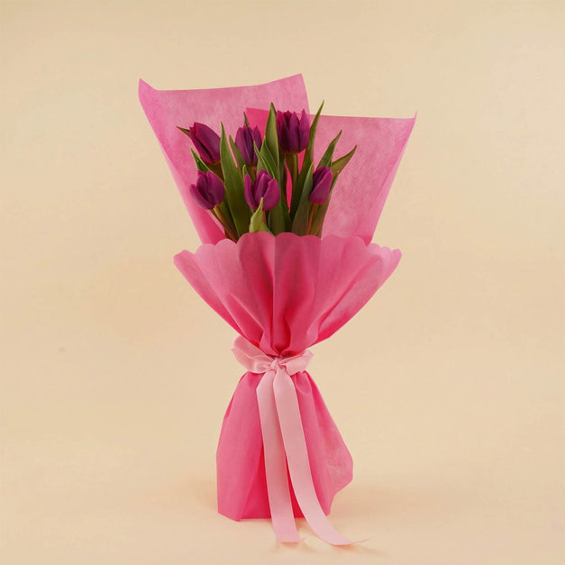 Purple Tulip Bouquet For Mom