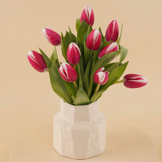 Pink Tulips Flower Vase for Her